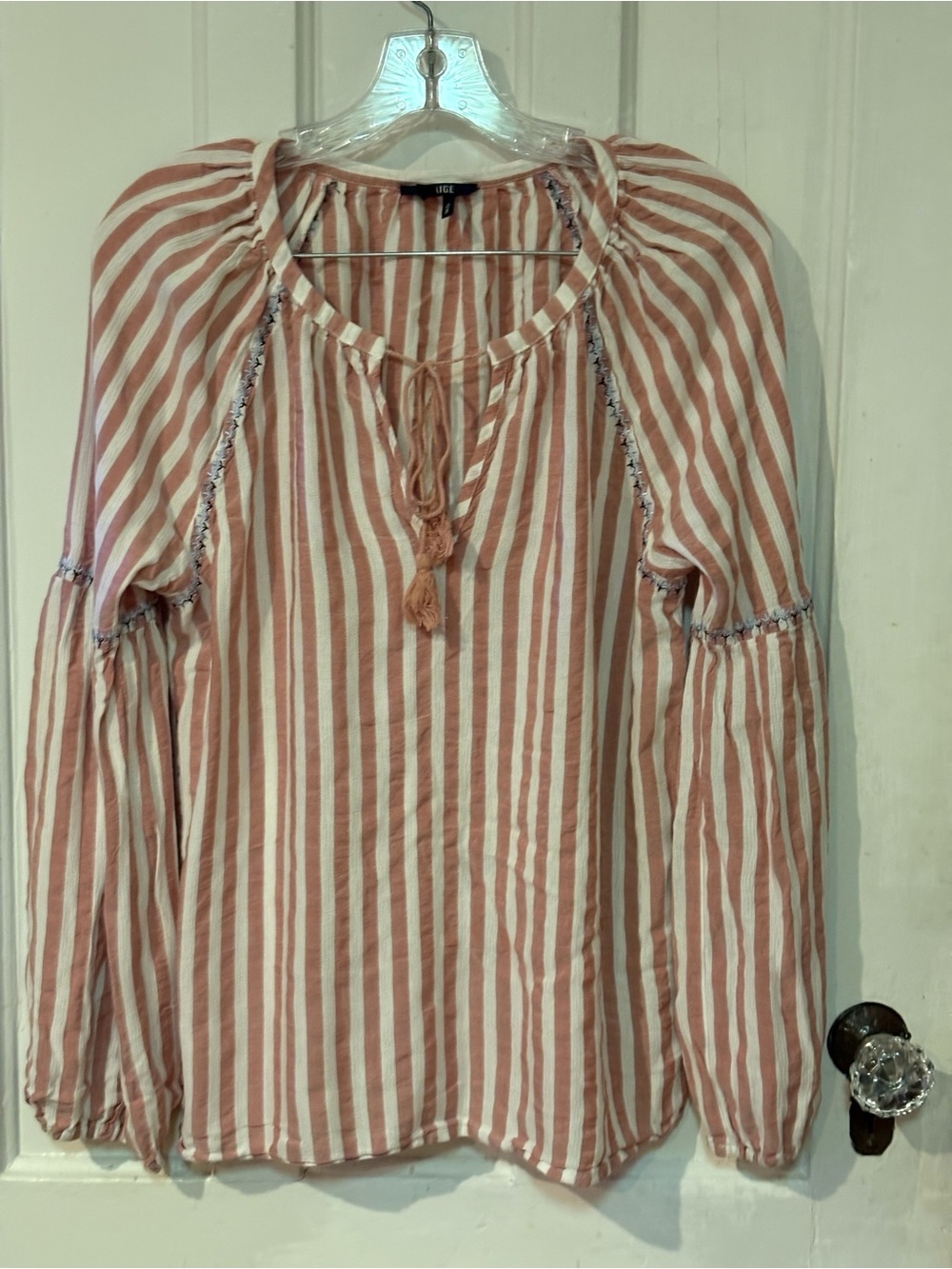 PAIGE Striped Peasant Tunic in Rose and White